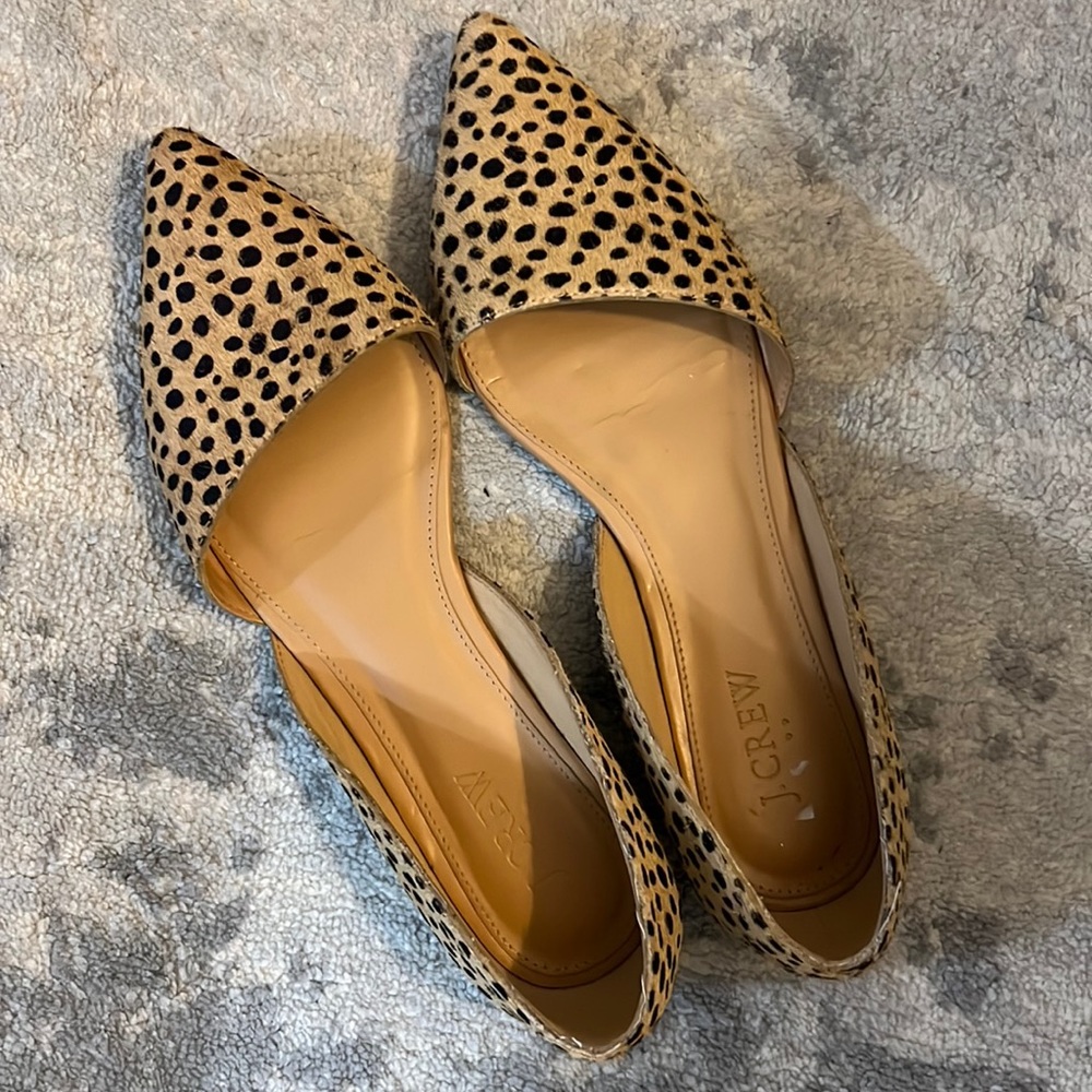 J crew Zoe leopard calf hair d'Orsay flats…